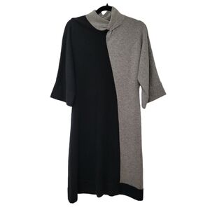 Cullen Womens Grey Black Colorblock 100% Cashmere Sweater Dress Size M Mock Neck